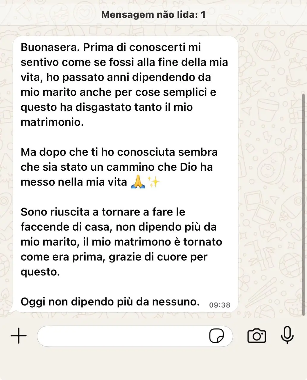 Messaggio di un'allieva